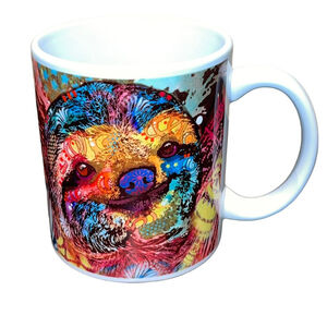 DEAN RUSSO Colorful Ceramic SLOTH Coffee Mug Cup Modern Art Tea Hot Cocoa EUC